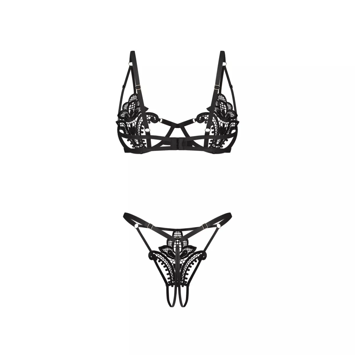Комплект black Luise Sublim 2-pcs crotchless set Obsessive