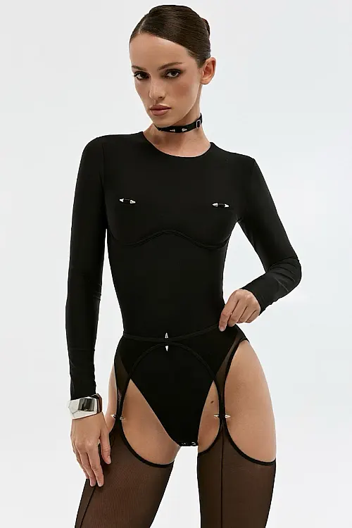 Боді Daphne Long Sleeve Black Silve Riksi
