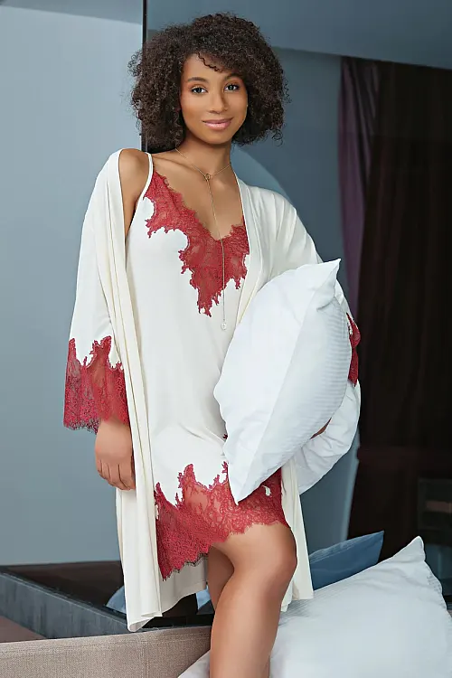 Халат ivory/fuchsia 03328 Effetto