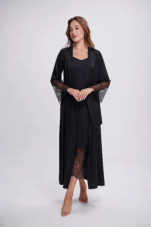 Халат зі штучного шовку black 2702/1 Shato, Україна