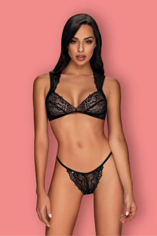 Комплект black Elisetta bra and panties Obsessive